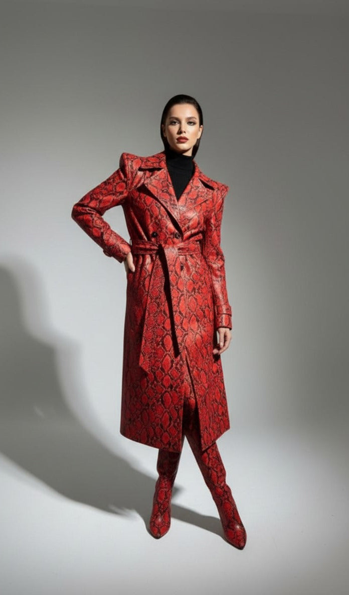 The Ruby Python Leather Coat