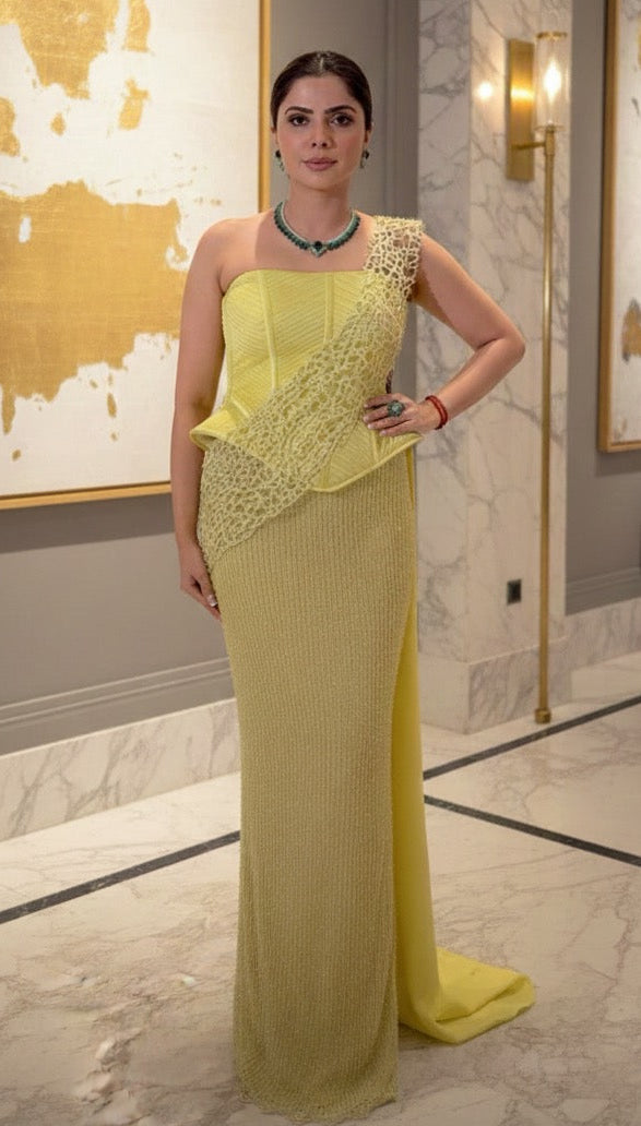 Beaded Lattice Draped Saree