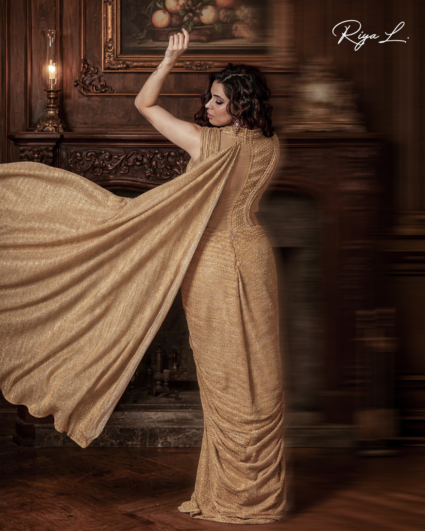Golden Sculpted Saree