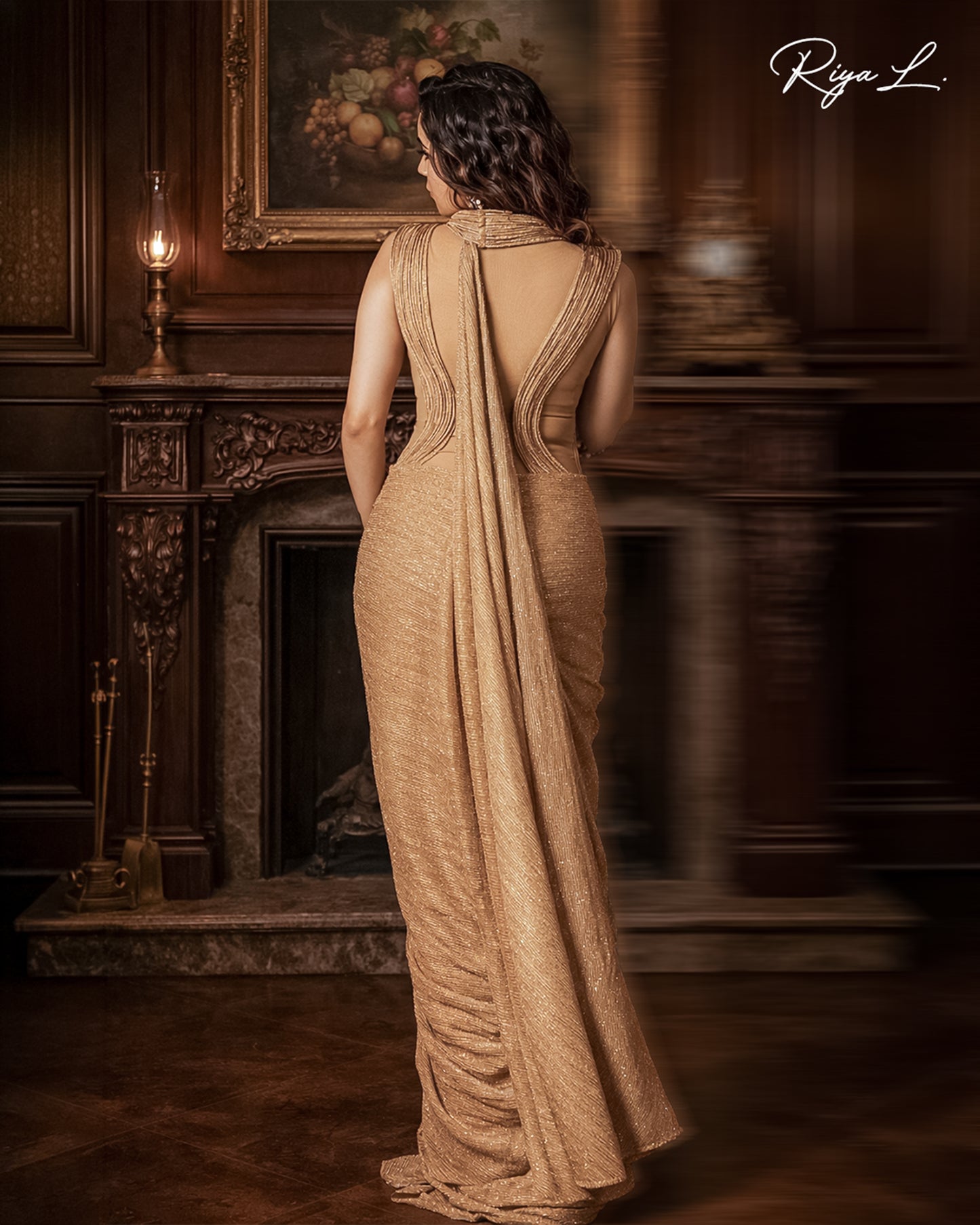 Golden Sculpted Saree