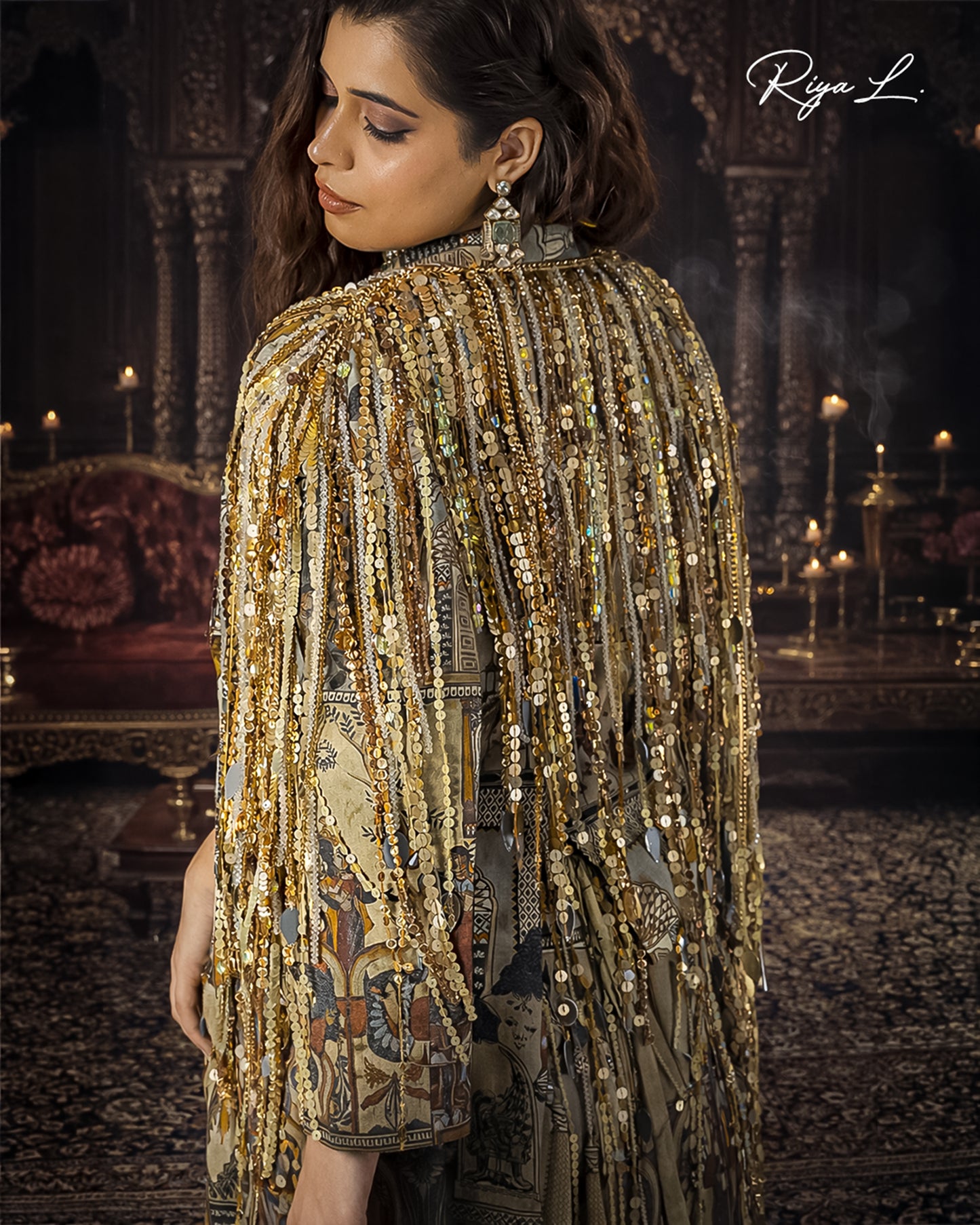 Mughal Print Tassel Jacket and Lehenga set