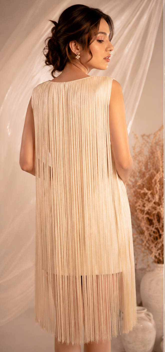 Mother of Pearl Ivory Fringe Dress