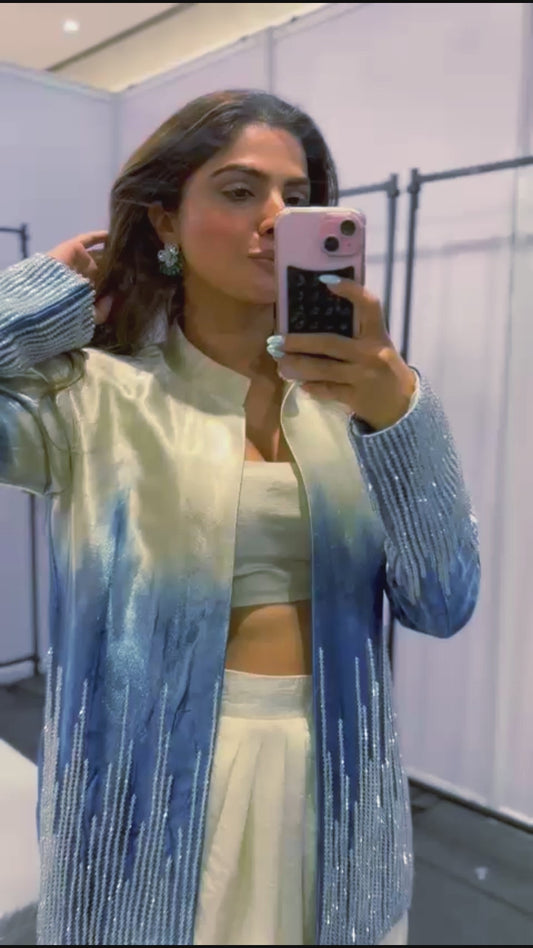 Crystal Ombre Jacket Dhoti Set