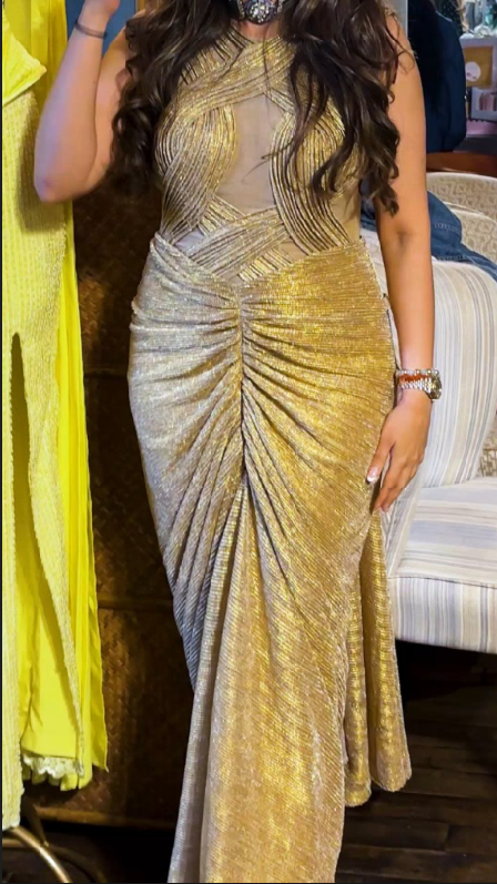 Golden Sculpted Saree