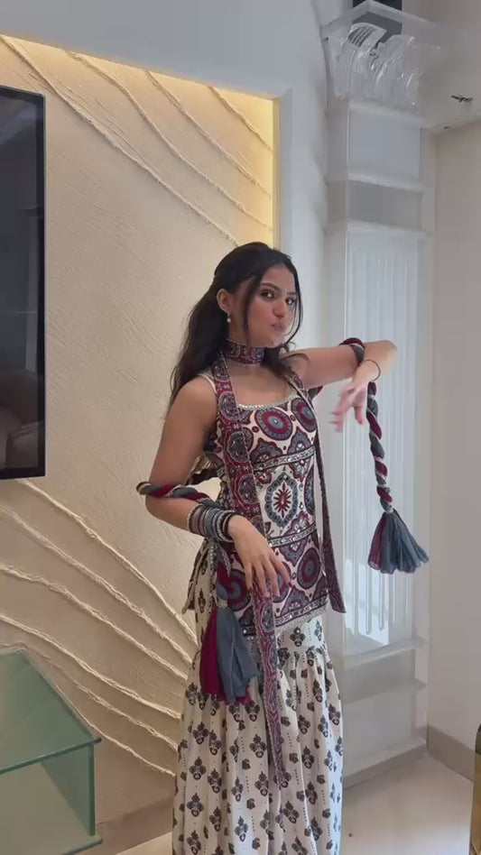 Mehr Ajrakh Sharara Set